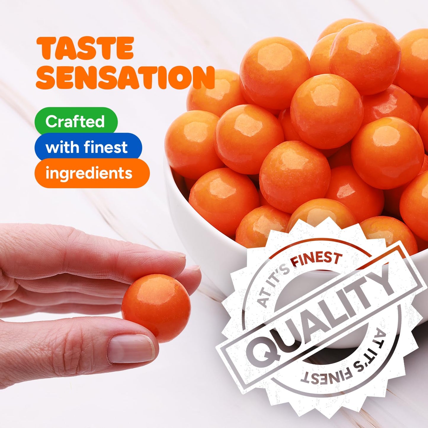 Gumballs In Jar - 1 Inch Large Gumballs - Orange Bubble Gum Gumballs - Kids Chewing Gum - Gumballs For Kids 9 Oz