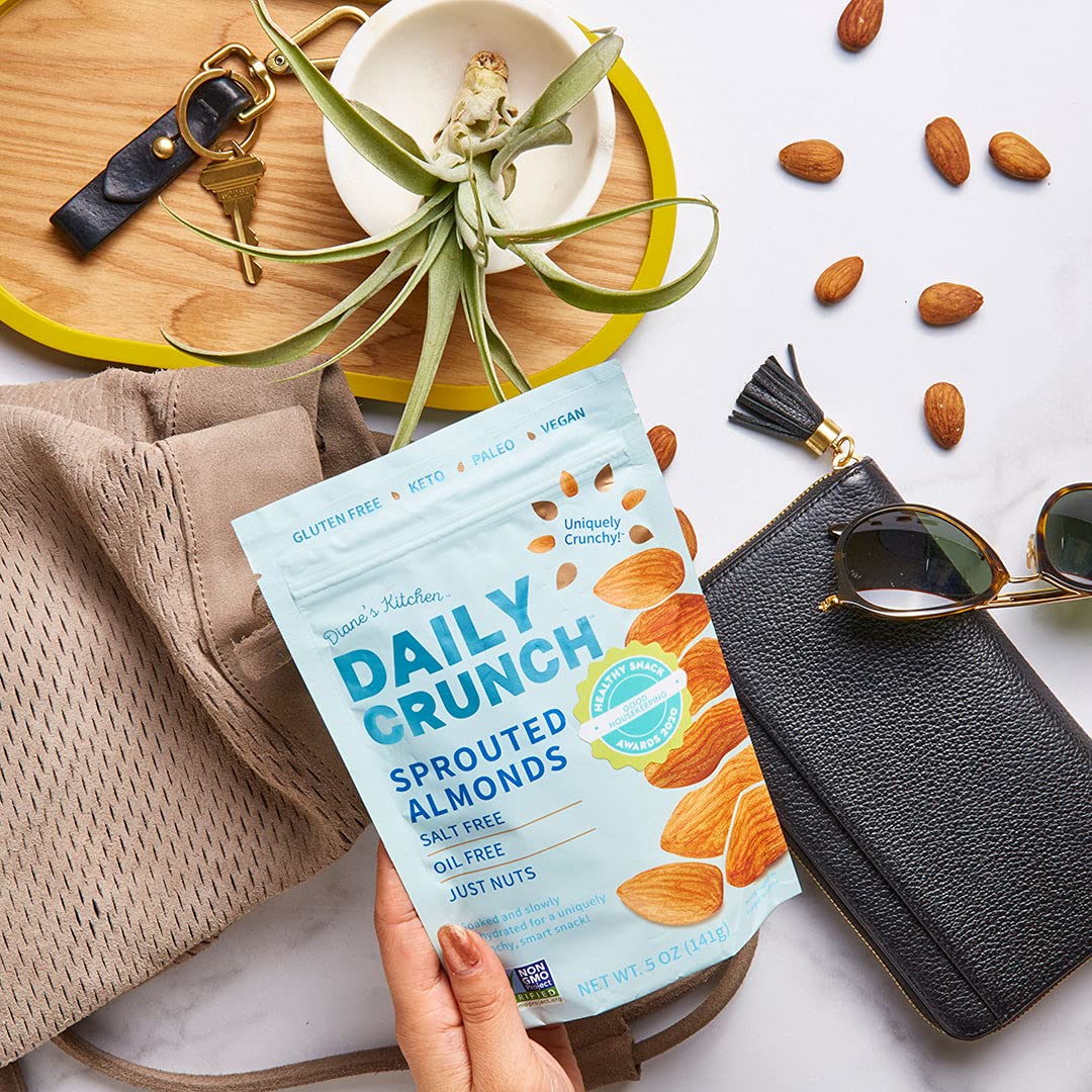 Daily Crunch Sprouted Almonds, 5 Ounce Resealable Bags (Original Sprouted, 1 Pack) Packaging May Vary - Sprouted And Dehydrated
