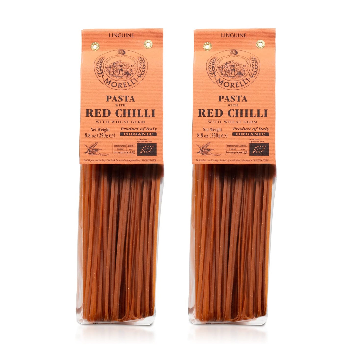 Morelli Red Chilli Linguine Pasta - Red Pepper Pasta With Wheat Germ - Italian Pasta From Italy - Naturally Flavored Pasta - Gou