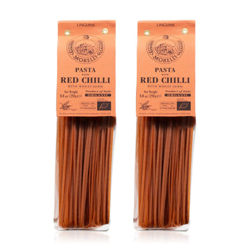 Morelli Red Chilli Linguine Pasta - Red Pepper Pasta With Wheat Germ - Italian Pasta From Italy - Naturally Flavored Pasta - Gou