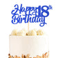 YCTHUNFISH 18th Birthday Cake Topper Glitter Paper Small Blue Eighteen Years Old Decoration