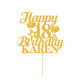EDSG Happy Birthday Cake Topper Personalized Double-Sided Glitter Custom Gifts Any Age & Name Gold
