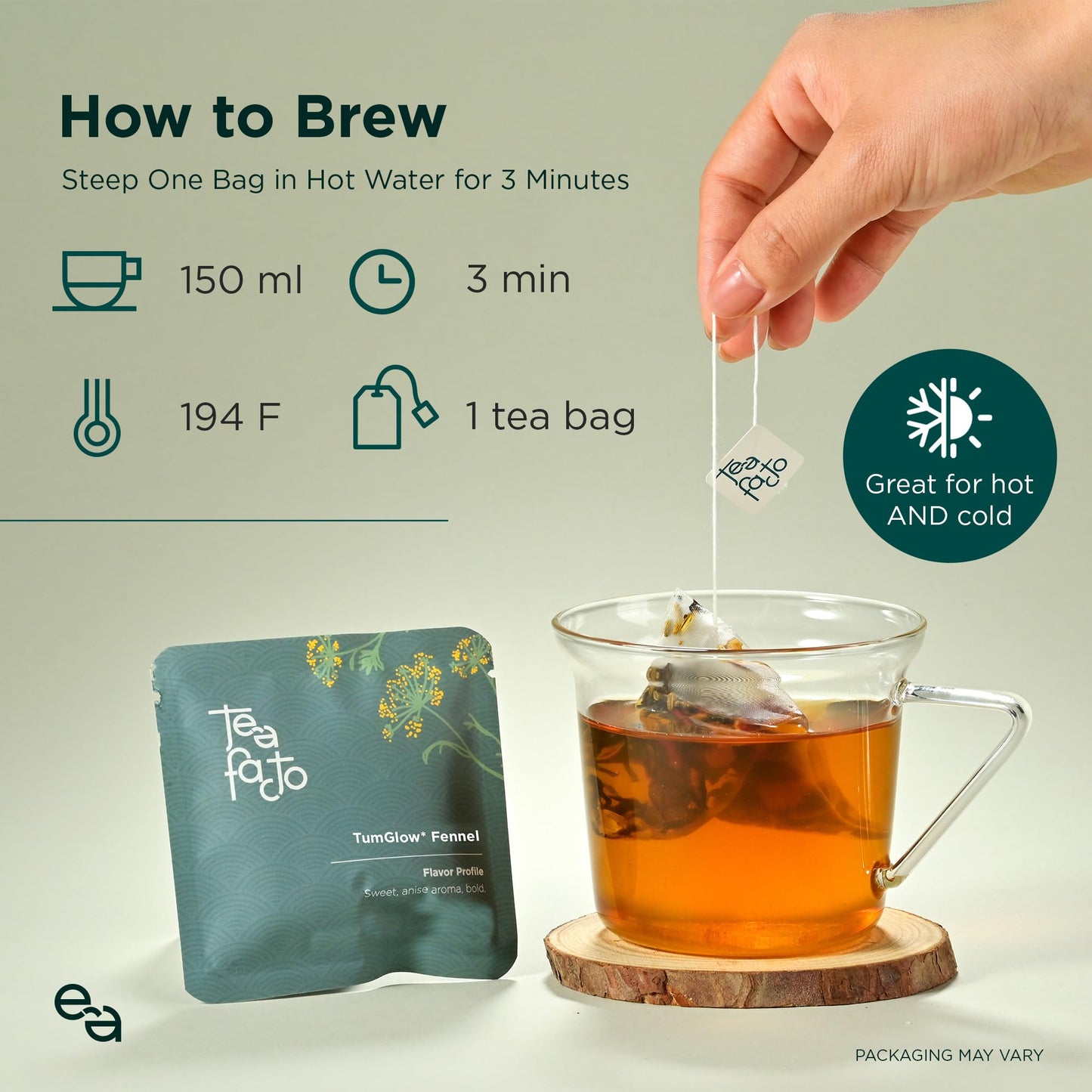 Tea Facto Fennel Tea Bags - Herbal Fennel Seed Tea Blend With A Smooth And Refreshing Flavor - 10 Pack