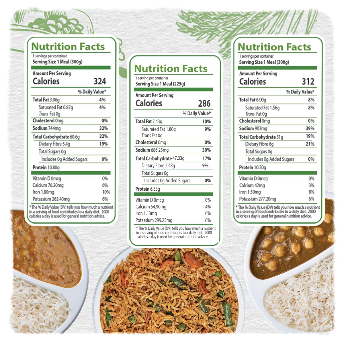Food Earth Ready To Eat Indian Cuisine Bundle - Split Lentil Curry, Chickpeas Curry With Steamed Rice & Vegetable Biryani - Orga