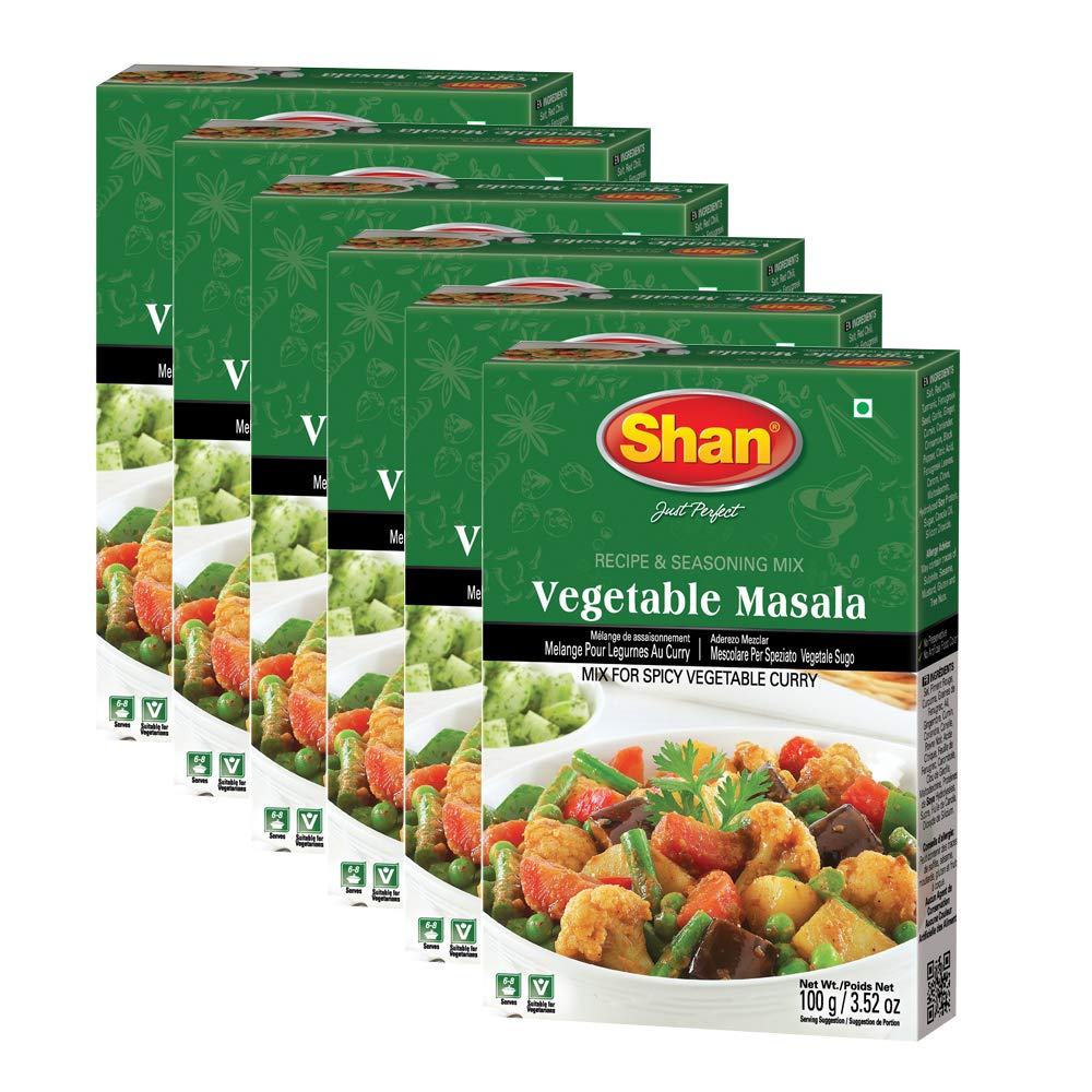 Shan Vegetable Masala Recipe and Seasoning Mix 3.52 oz (100g) - Spice Powder for Spicy Vegetable Curry - Suitable for Vegetarian