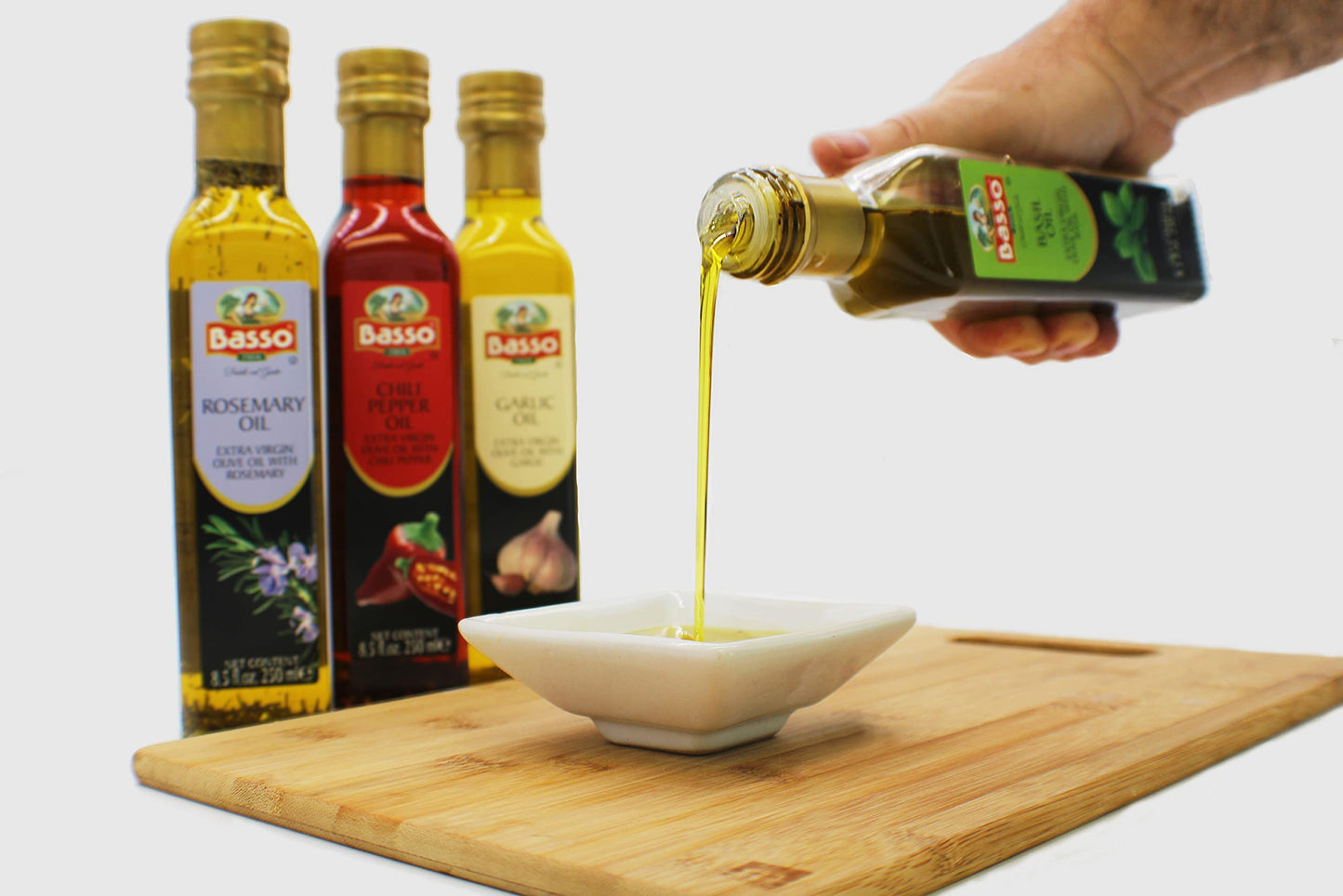 BASSO 1904 - Infused Extra Virgin Olive Oil Gift Box Set, First Cold Pressed, Variety Pack, 4 bottles x 8.5 fl.oz (250ml), Natur
