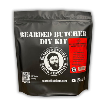 BEARDED BUTCHER HOT BRATWURST DIY KIT - Spicy Habanero & Blue Cheese, 60 oz, Includes Seasoning & Collagen Casings for 25 lbs of