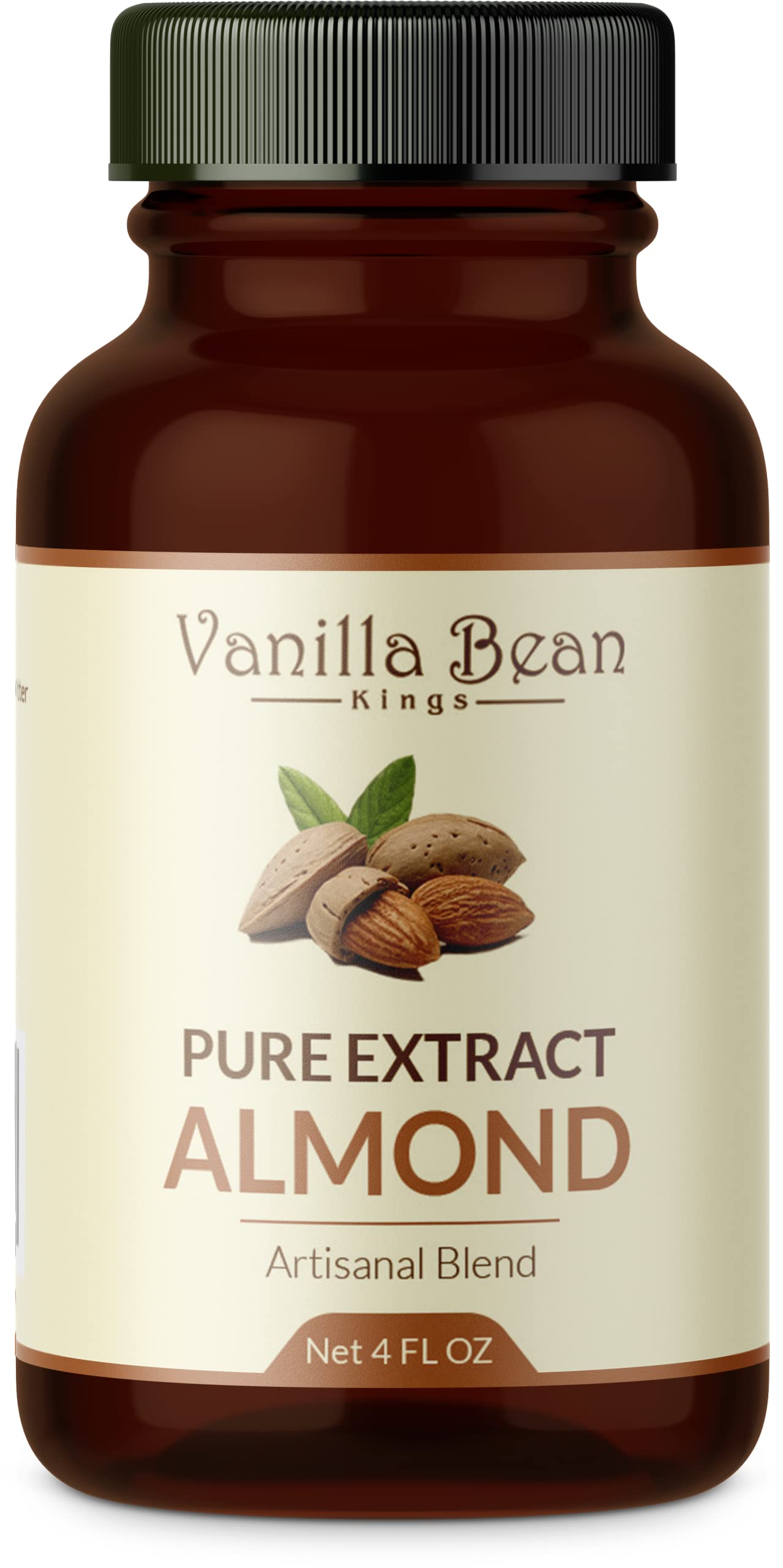 Vanilla Bean Kings Pure Almond Extract - Natural Flavor for Baking & Cooking - 4 fl oz
