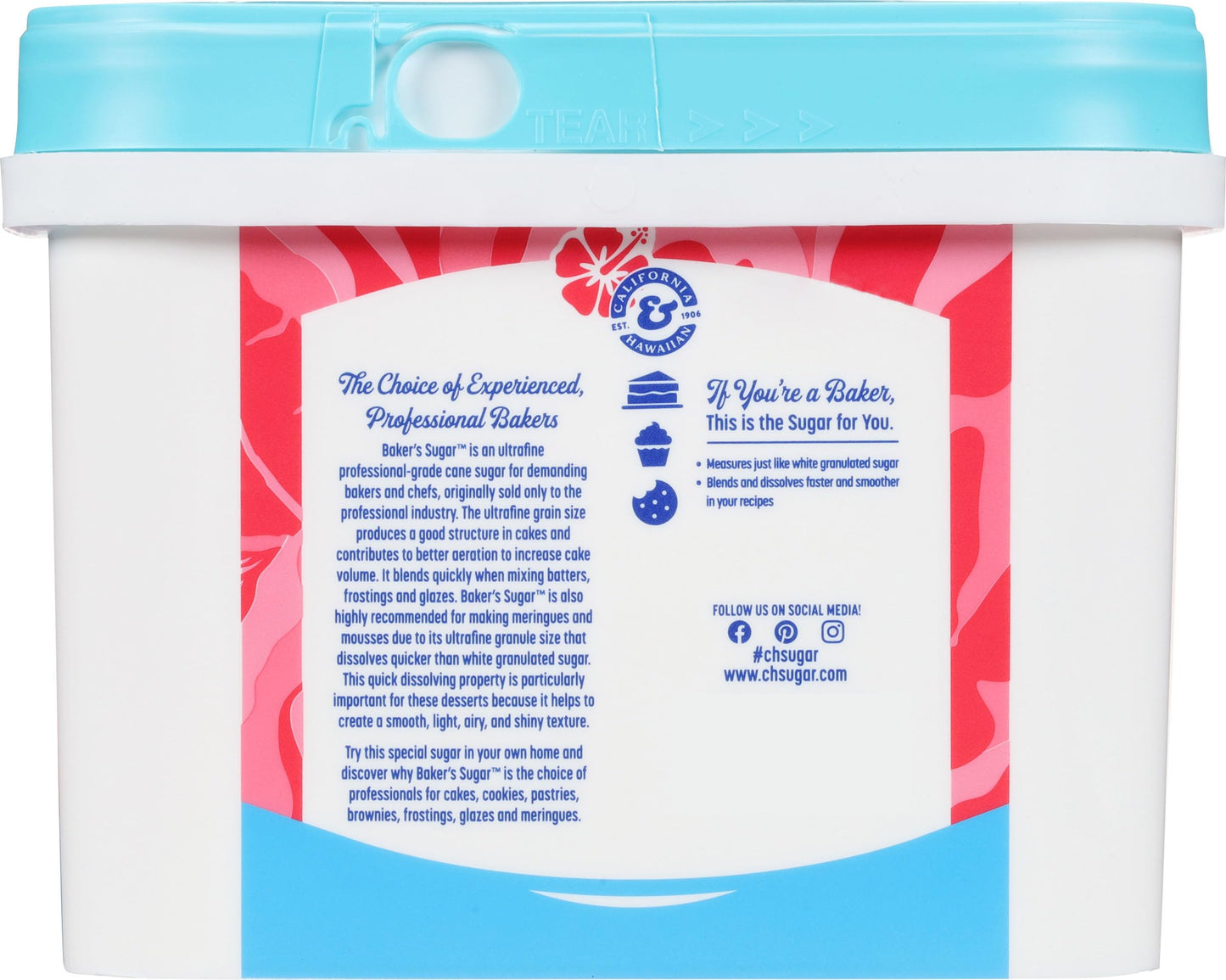 C&H Pure Cane Ultrafine Granulated Baker s Sugar, 3.5 lb Easy Baking Tub