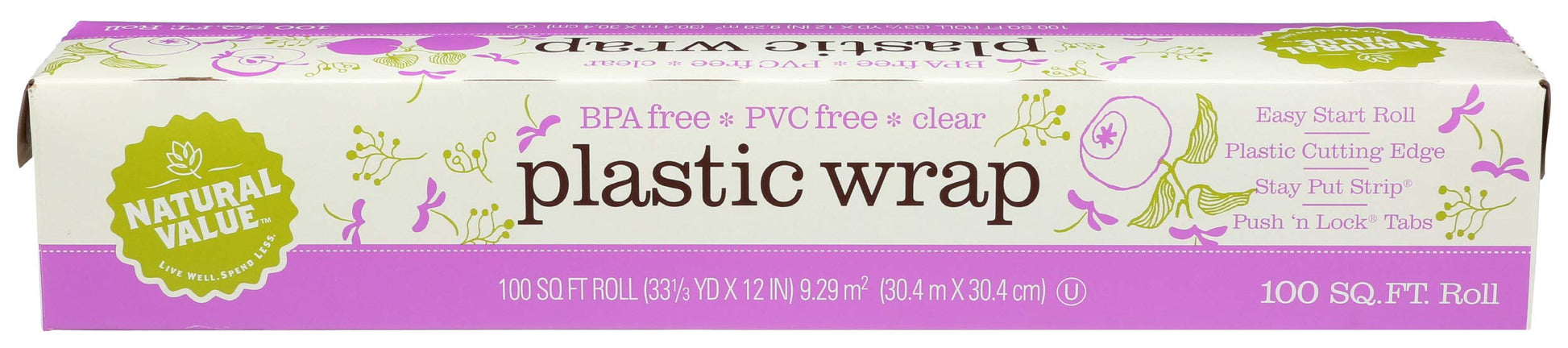 Natural Value Clear Plastic Wrap, 100 Ft