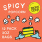 BjornQorn Spicy 12-Pack Popcorn - Vegan & Gluten-Free - Cheesy, Spicy, Umami - (12 3oz bags)