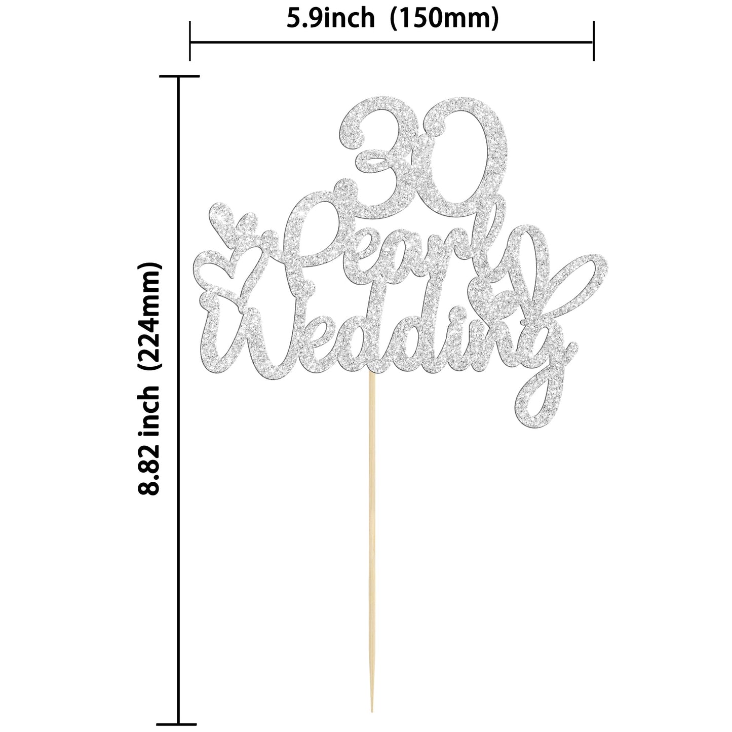 Gyufise 1Pcs 30 Pearl Wedding Cake Topper Glitter 30 Pearl Years Cake Pick Decoration For Happy 30Th Anniversary Wedding Party C
