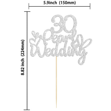 Gyufise 1Pcs 30 Pearl Wedding Cake Topper Glitter 30 Pearl Years Cake Pick Decoration For Happy 30Th Anniversary Wedding Party C