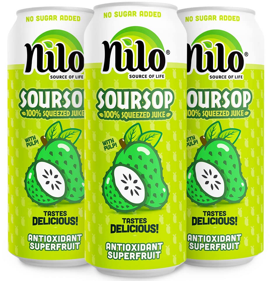Nilo Soursop Juice | 100% Real Guanabana Soursop Graviola | No Sugar Added | Not From Concentrate | 16.57 Oz (Pack Of 12)