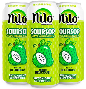 Nilo Soursop Juice | 100% Real Guanabana Soursop Graviola | No Sugar Added | Not From Concentrate | 16.57 Oz (Pack Of 12)