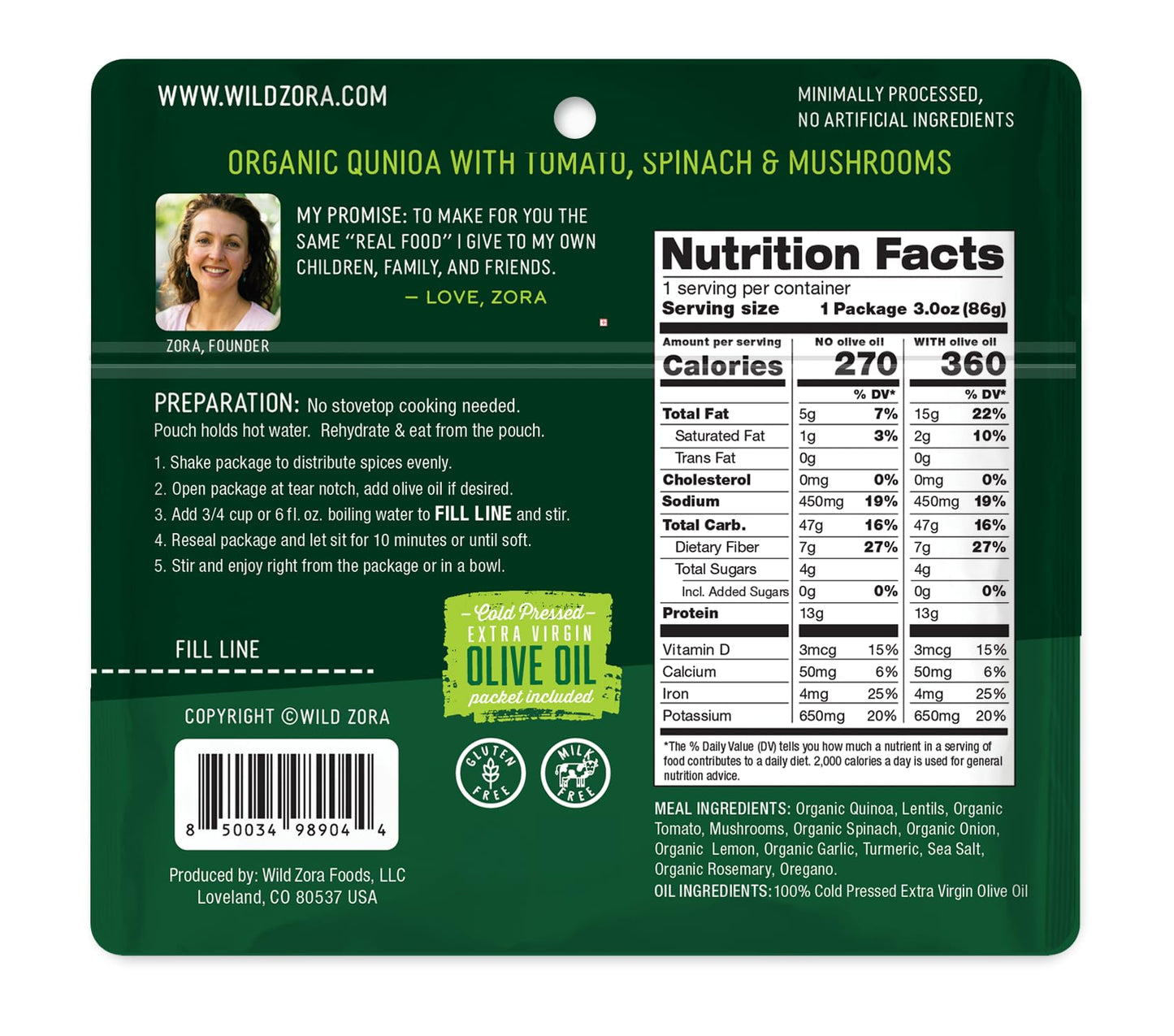 Wild Zora Organic Quinoa Bowls - Quick Prepared Meals, Instant Tasty Bowls, Pantry Staples Gluten-Free Meal With Lentils Plus 10