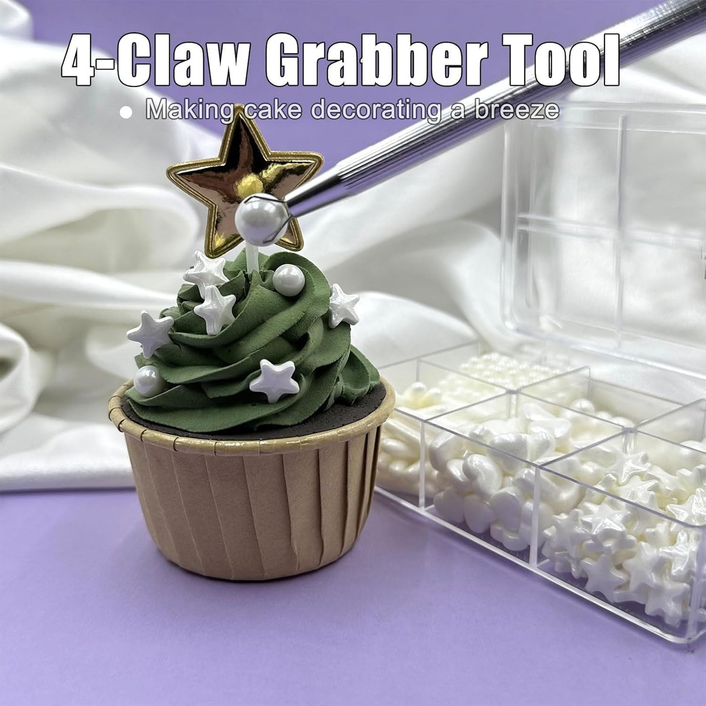 Gold Sprinkles And White Sprinkles 2 Pack With 4-Claw Pick Up Tool, 13Oz Pearl Sprinkles Mix Size For Baking, Cupcake, Cookie, C