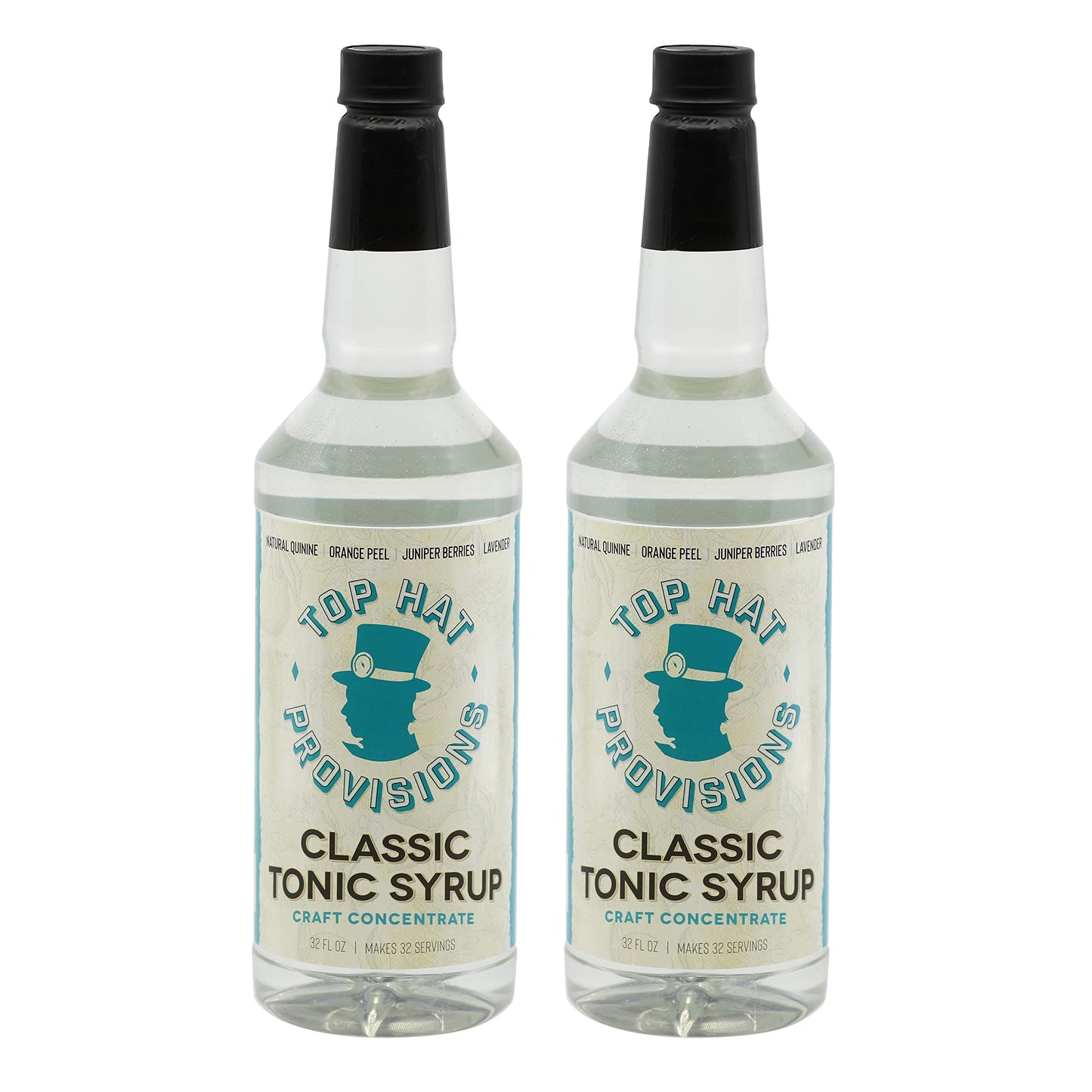 Top Hat Provisions Classic Tonic Syrup, 32oz Bottles, 2 Pack, Quinine Tonic Water Concentrate for Homemade Tonic Water