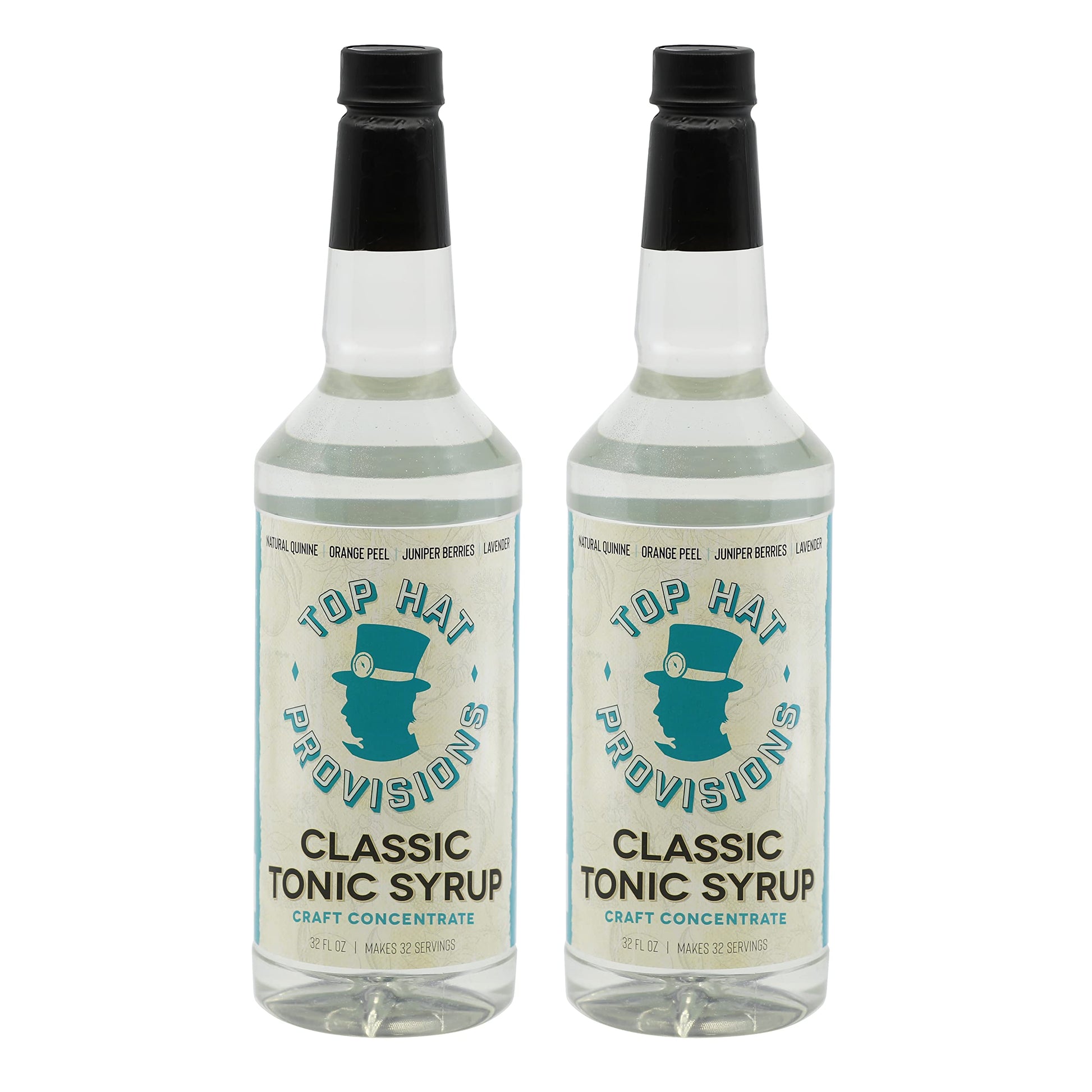 Top Hat Provisions Classic Tonic Syrup, 32oz Bottles, 2 Pack, Quinine Tonic Water Concentrate for Homemade Tonic Water