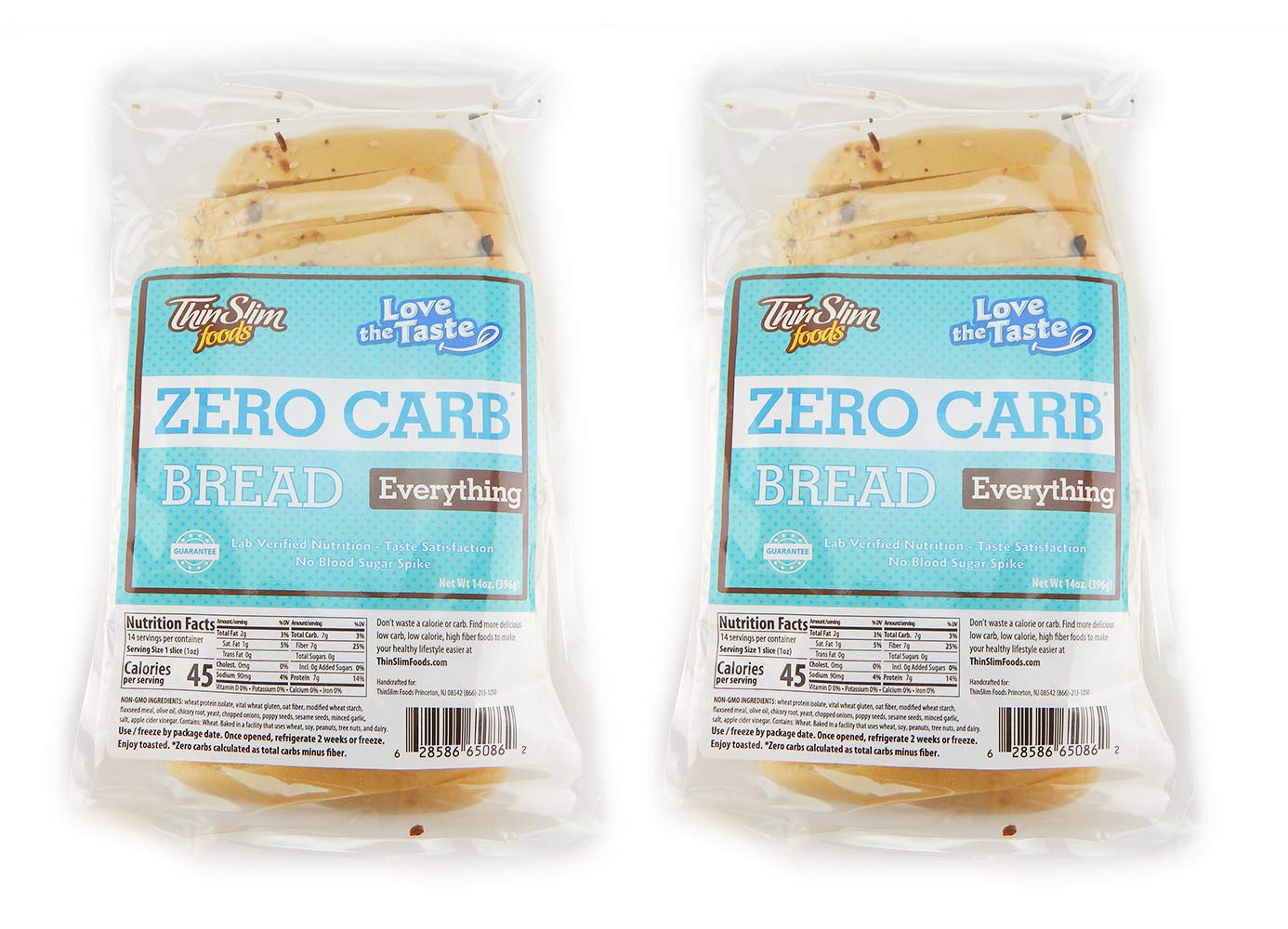 ThinSlim Foods Zero Net Carb Keto Bread | Low Carb Bread | Everything Inside (Pack of 2)