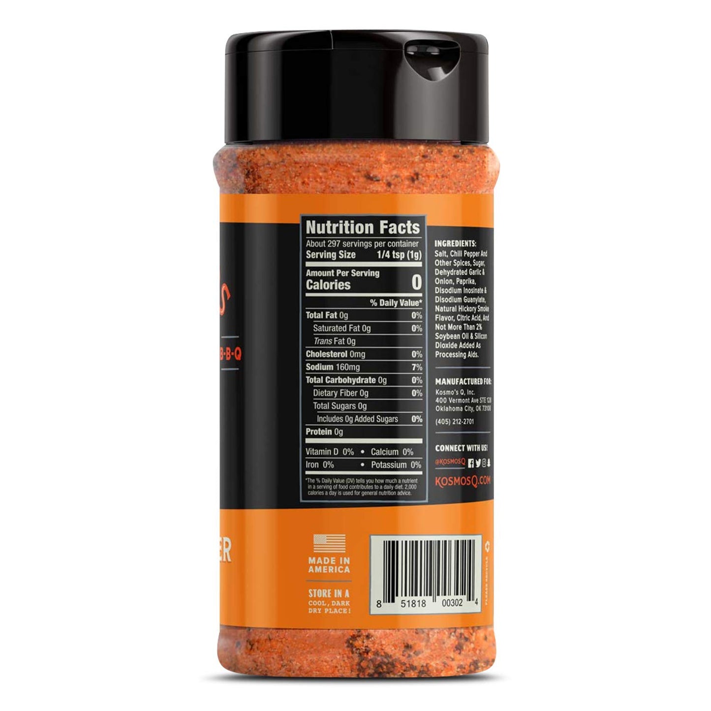 Kosmos Q BBQ Rub Savory Blend for Brisket, Steak, Ribs & Burgers, 10.5 oz Shaker Bottle