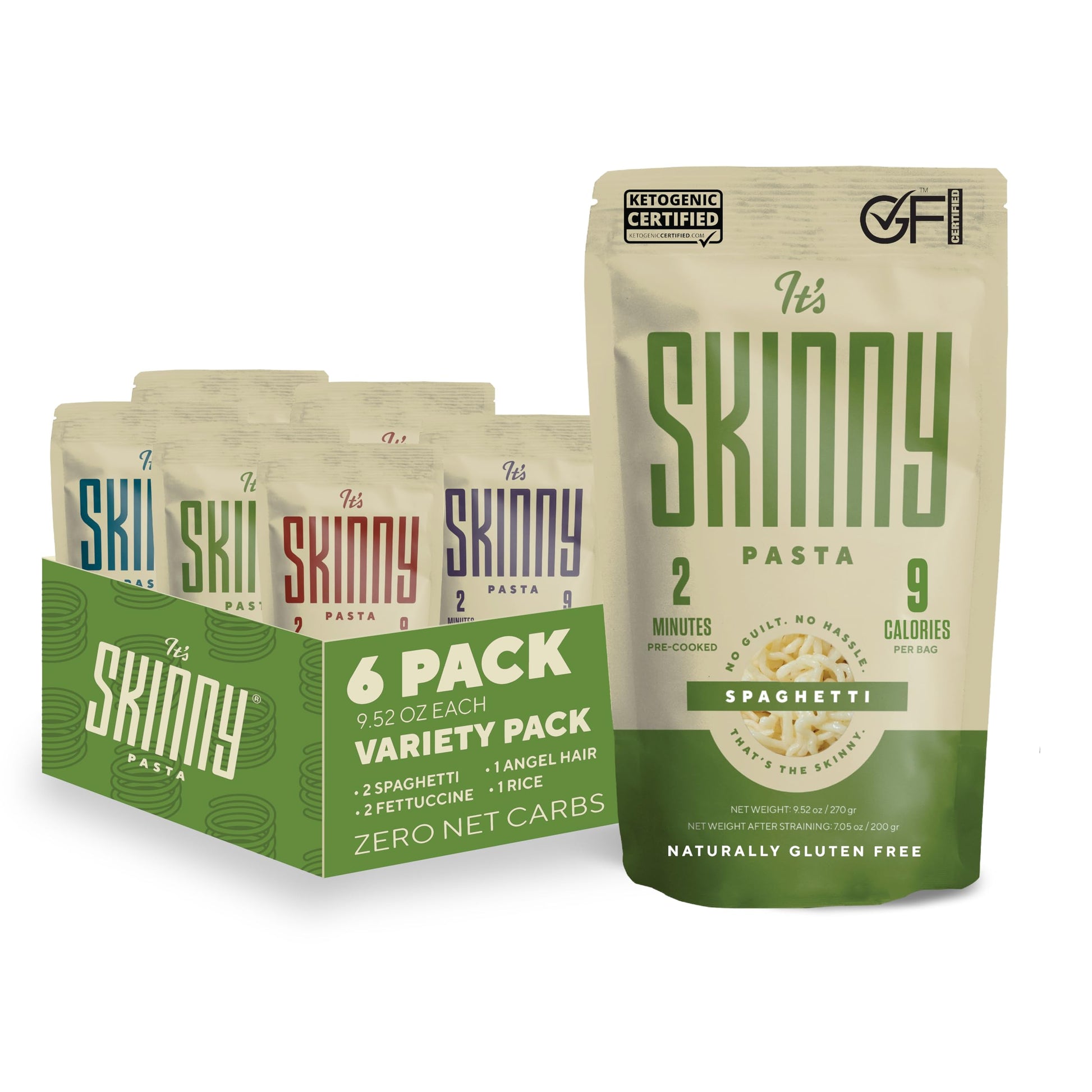 Its Skinny Pasta- 6-Variety Pack Pre-Cooked Pasta High Fiber & Gluten Free Pasta Low Calorie Low Carb - Konjac Shirataki Noodles