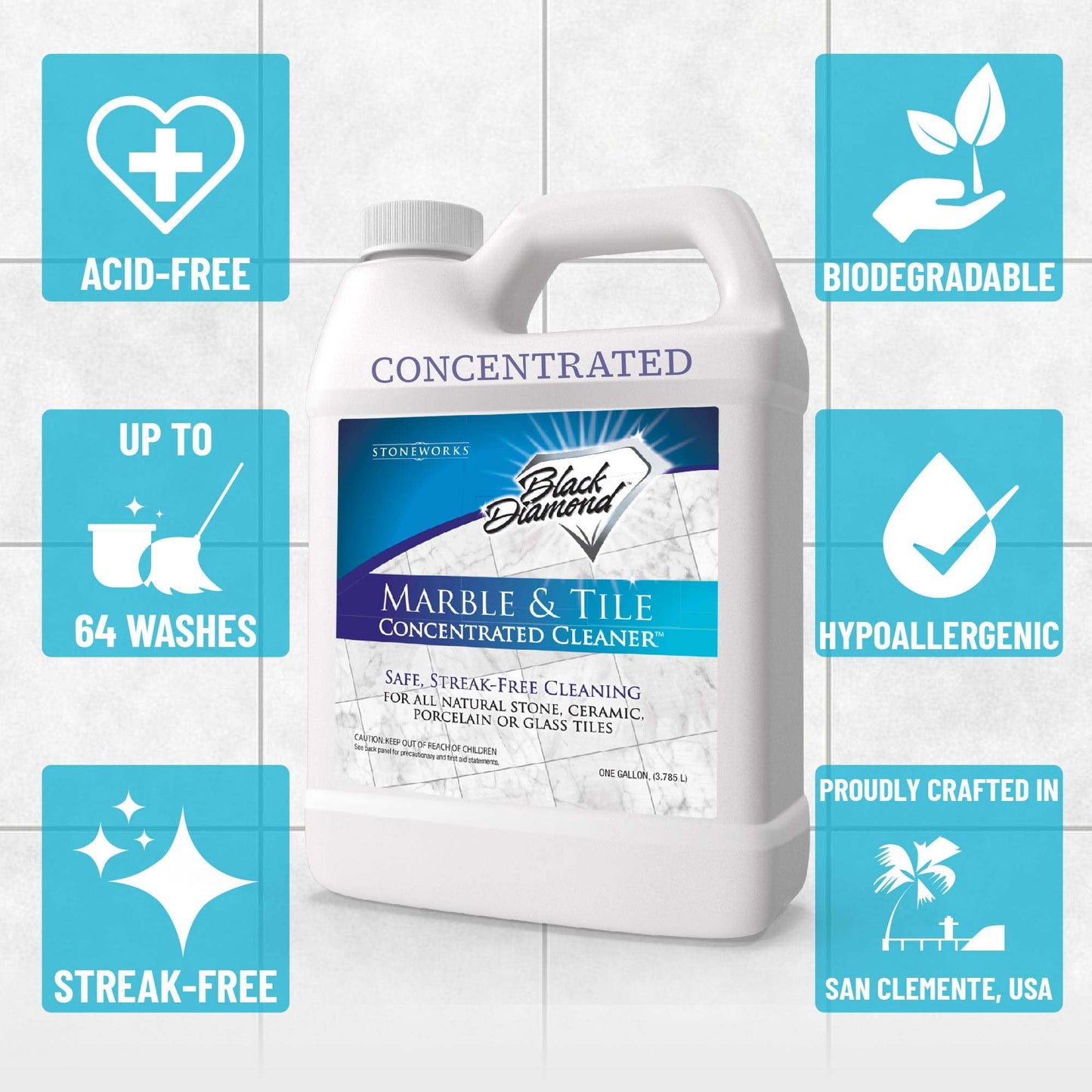 Black Diamond Stoneworks Marble & Tile Floor Cleaner. Great For Ceramic, Porcelain, Granite, Natural Stone, Vinyl And Brick. No-