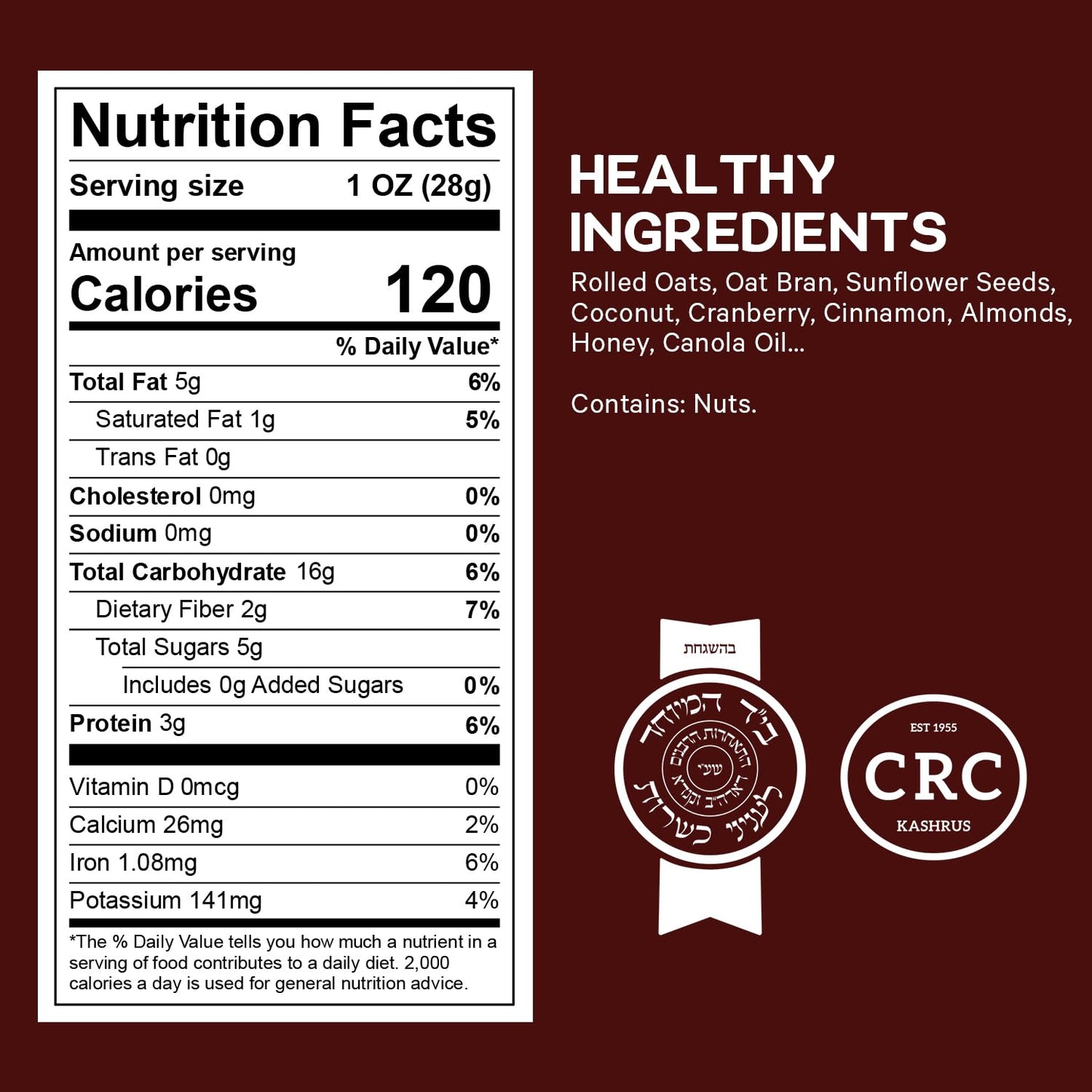 Healthy Granola Cereal, Delightfully Crunchy Granola Cranberry And Cinnamon Flavor, Ideal Granola For Yogurt Or Enjoy With Milk,