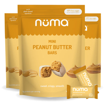 Numa Foods Mini Peanut Butter Bars - Vegan, Low Sugar, High Protein, All Natural, Gluten Free - Crunchy Plant Based Peanut Butte
