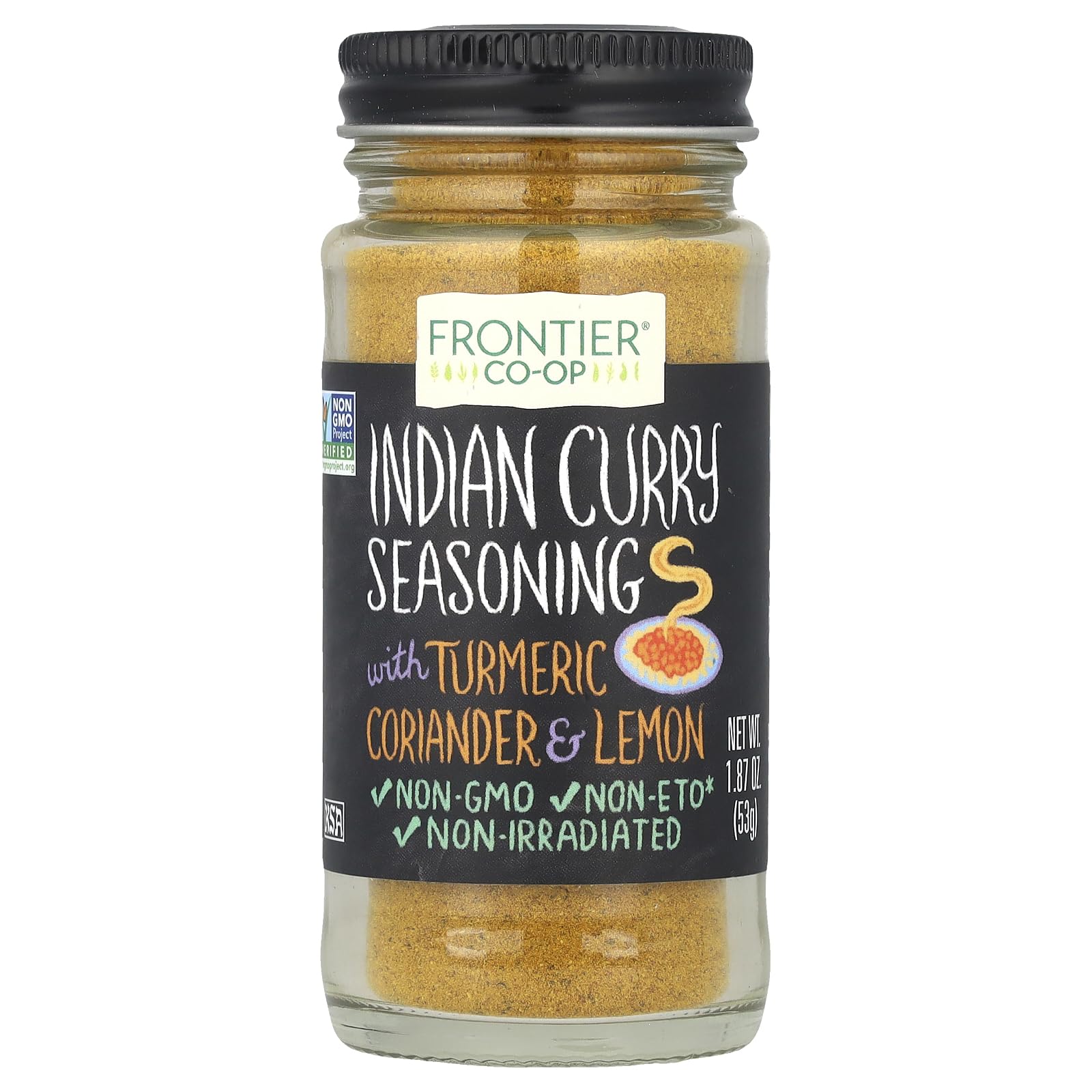 Frontier Co-op Indian Curry Seasoning, 1.87 Ounce Bottle, Complex Flavor with Turmeric, Coriander and Lemon