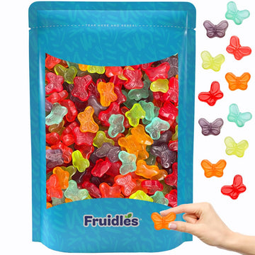 Fruidles Butterflies Mini Gummy Candy, Assorted Fruit Flavors, Allergy Friendly, Non-Gmo, No Artificial Sweeteners (1 Pound)
