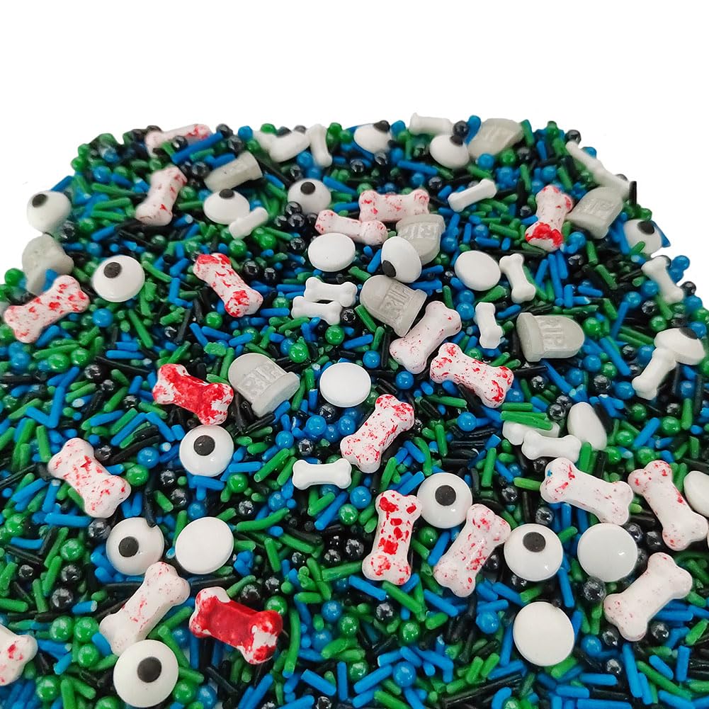 1 Bottle Candy Eyeballs Eyes Cake Cupcake Toppers Edible Baking Bones Tombstone Halloween Sprinkles Cookie Decorations Holiday Party Christmas Supplies(100G/3.5Oz)