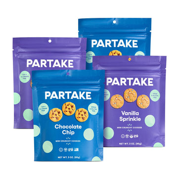 Partake Foods Gluten Free Chocolate Chip Mini Cookie Snack Packs (4 Packs)