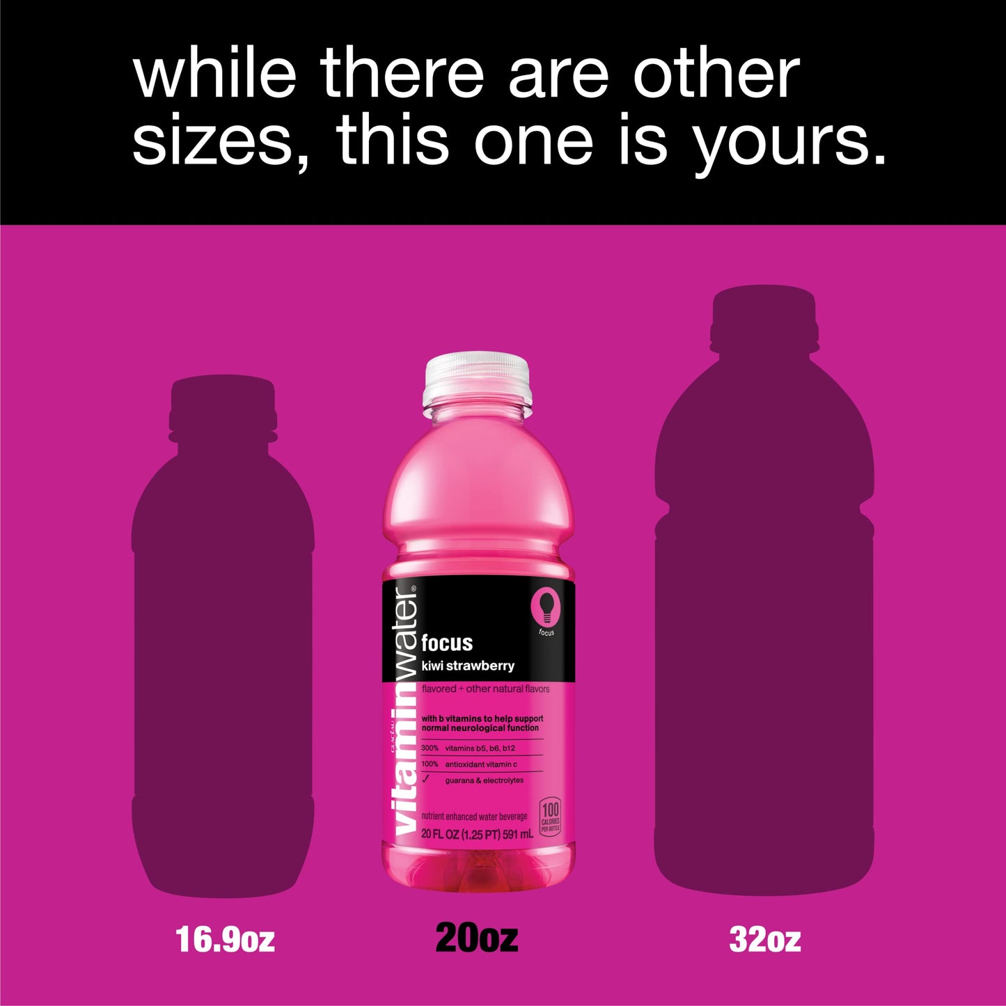 Vitaminwater Focus Electrolyte Enhanced Water W/Vitamins, Kiwi-Strawberry Drinks, 20 Fl Oz, 12 Pack