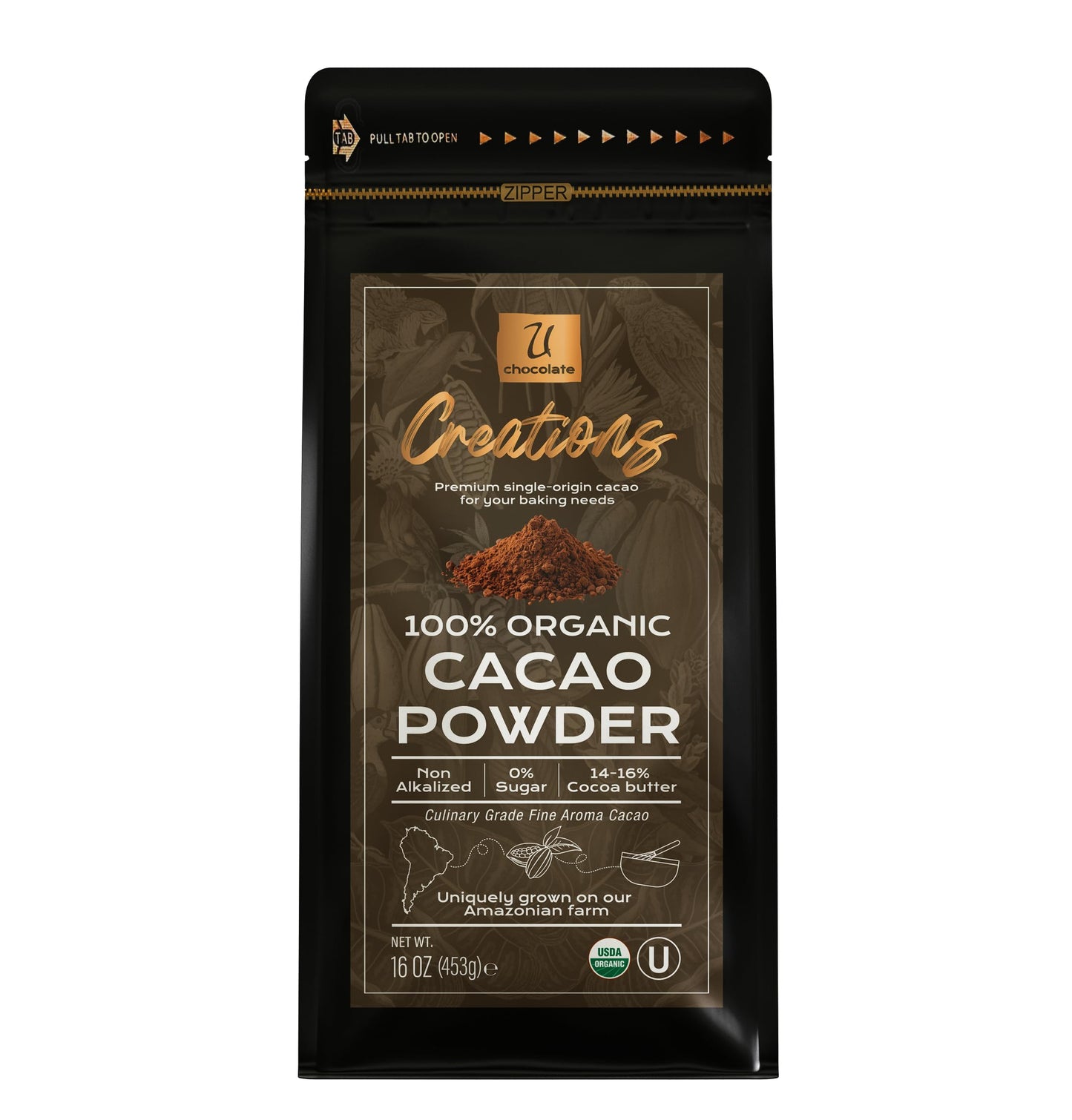 U Organic Cacao Powder - Natural - 1 Bag (16 oz)