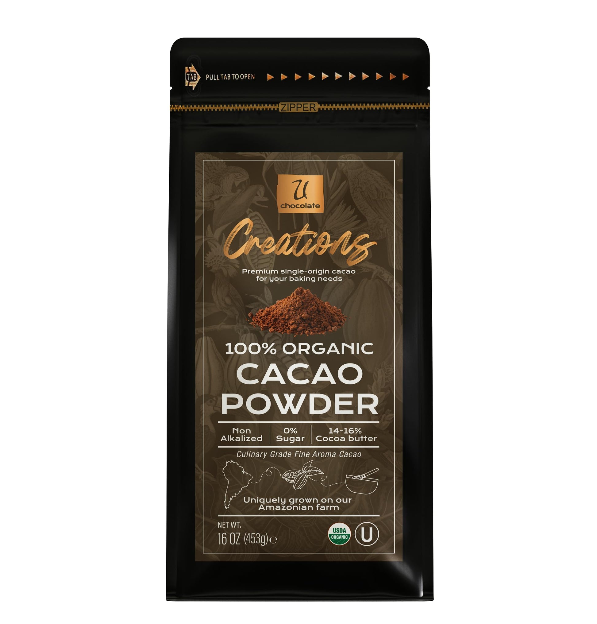 U Organic Cacao Powder - Natural - 1 Bag (16 oz)