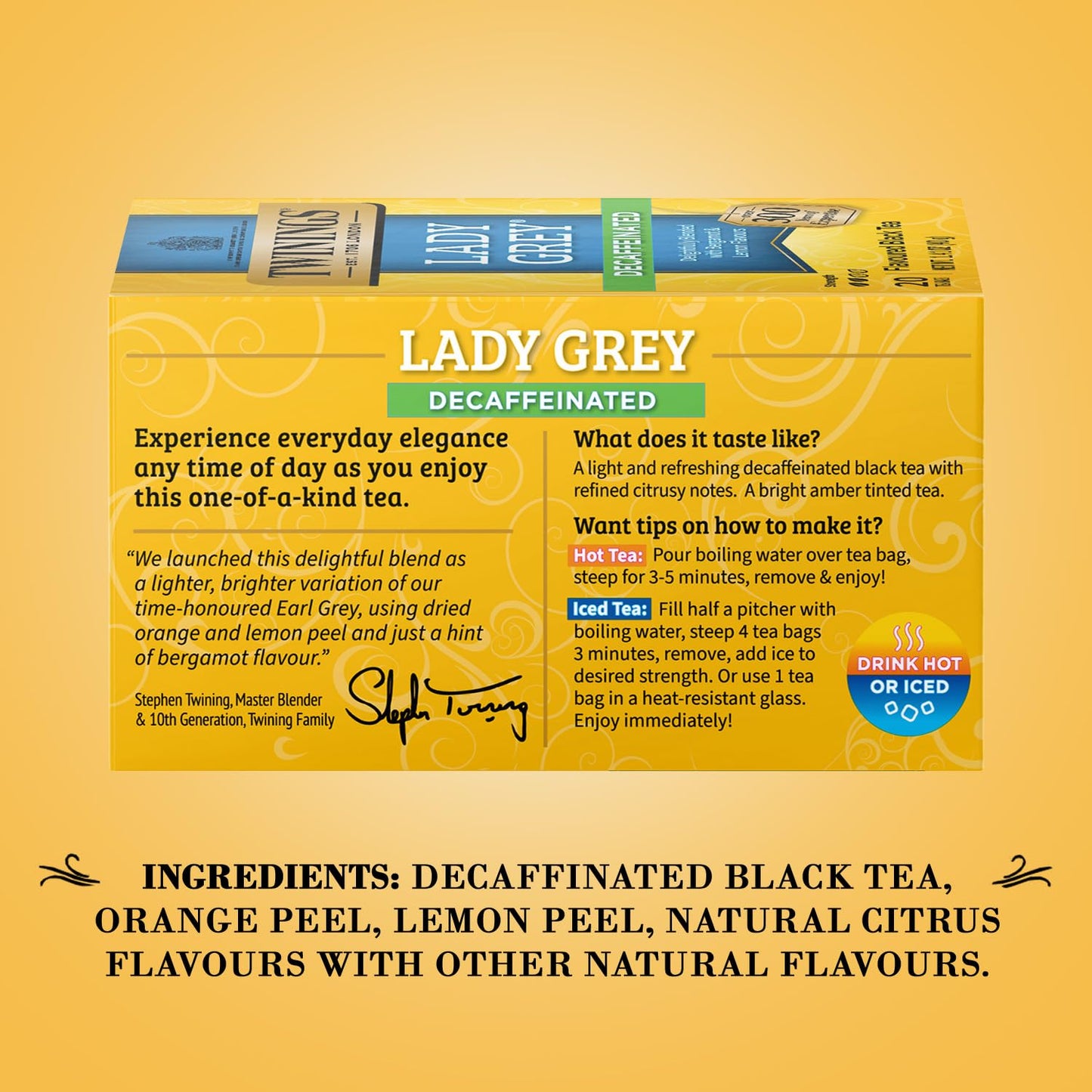Twinings Tea Lady Grey Decaffeinated Tea - Delicate Citrusy Flavor And Uplifting Aroma, Decaf Black Tea Bags Individually Wrappe