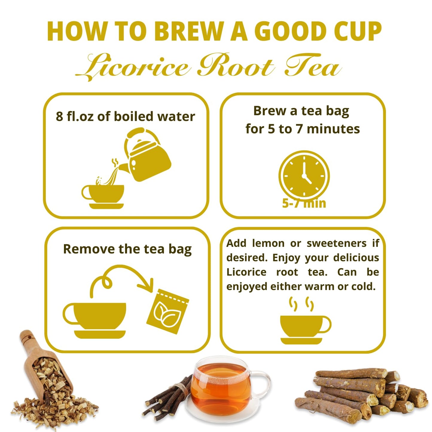 Vida Farm Enhanced 125 Licorice Root Tea Bags, Made With 100% Natural Licorice Root, Natural Sweet, No Sugar, No Caffeine, Non-Gmo