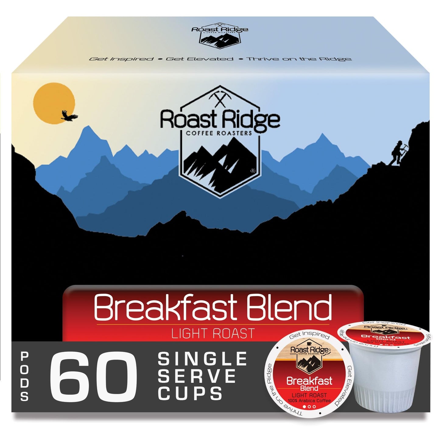 Roast Ridge Single Serve Coffee Pods for Keurig K-Cup malt-inspired  Breakfast Blend  Light Roast  60 Count