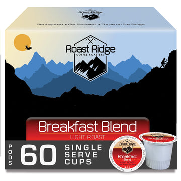 Roast Ridge Single Serve Coffee Pods for Keurig K-Cup malt-inspired  Breakfast Blend  Light Roast  60 Count