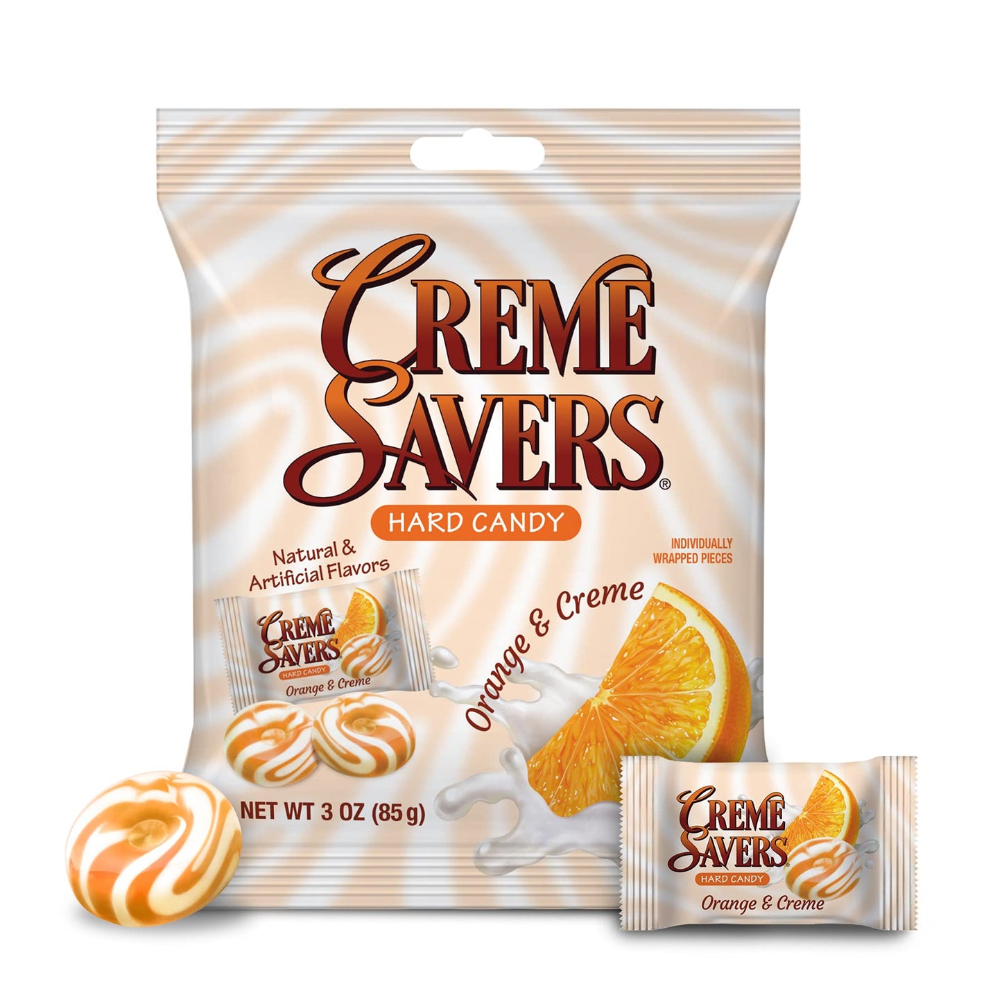 CREME SAVERS Orange and Creme Hard Candy, 3oz Bag (12 Count), Classic Flavor
