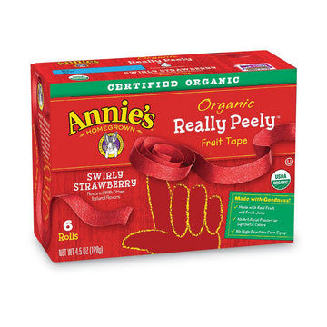 Annies Homegrown Organic Really Peely Fruit Tape Strawberry 72 Count