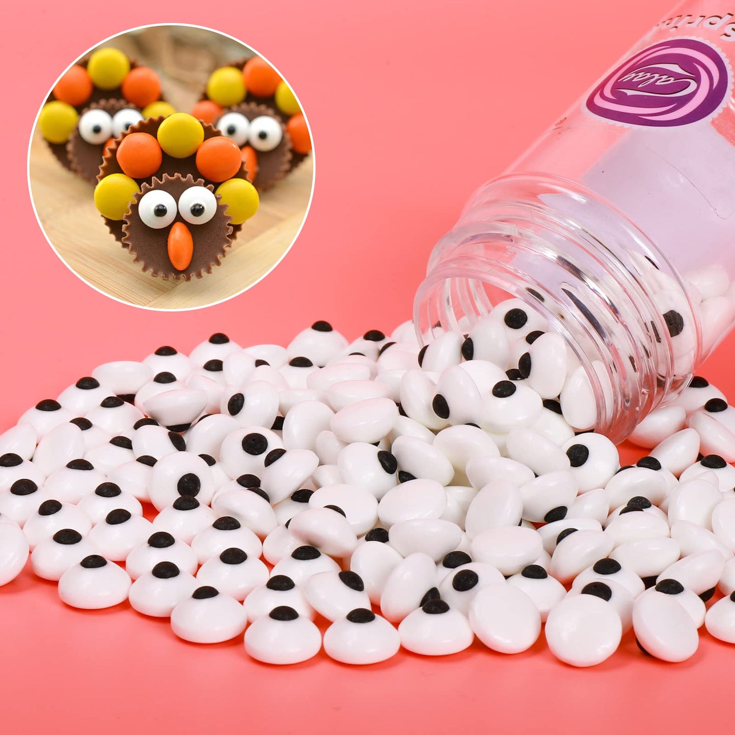EPHVODI Candy Eyes for Decorating - Edible Small Eyeballs, Halloween Sprinkles, 1cm Size, Perfect for Cakes and Cupcakes