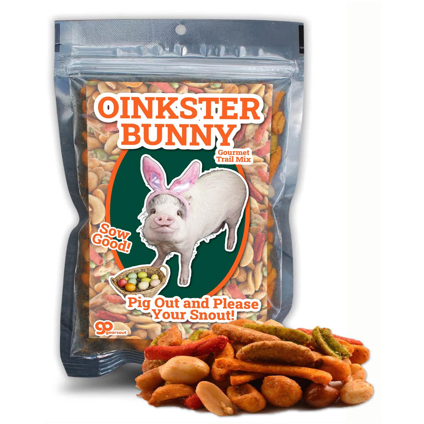 Oinkster Bunny Snack Blend Cute Pig Gift Gourmet Trail Mix Easter Basket Stuffer Candy Alternative Funny Food Gift for Men and W