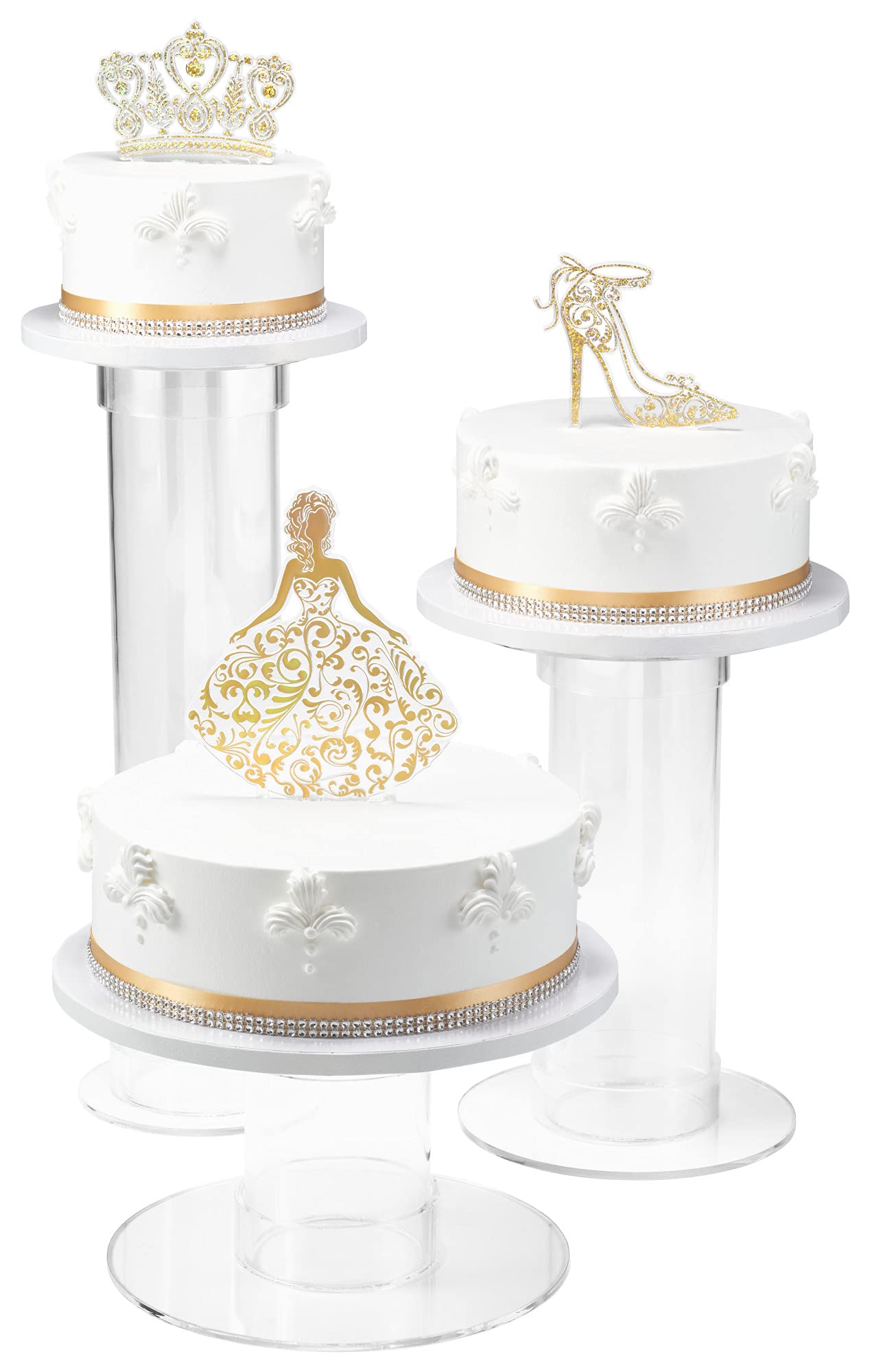 DecoPac QUINCEANERA Cake Decorating Kit, XL-GOLD Toppers, 3/PKG, Plastic for Girls Sweet 15 Birthdays, Model 24824