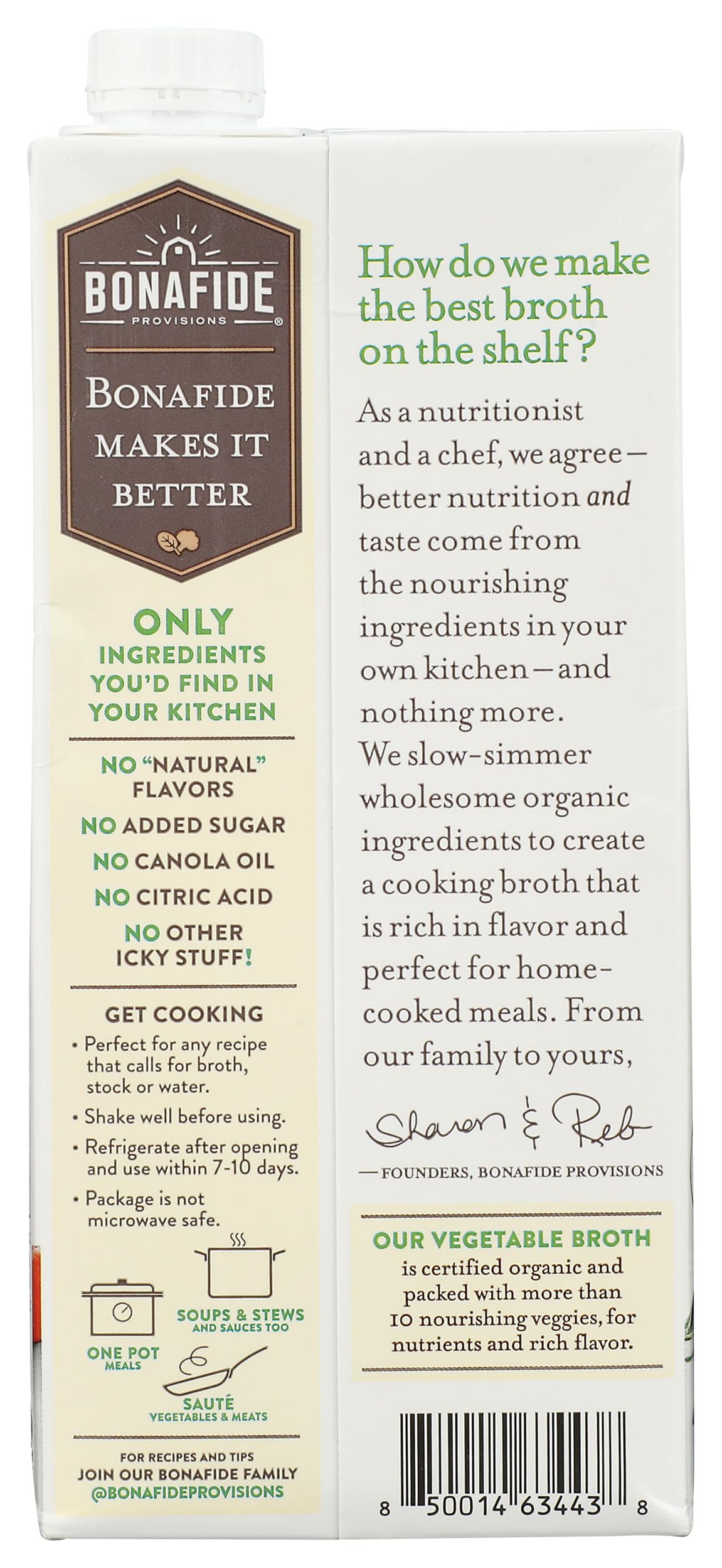 Bonafide Provisions Organic No Salt Added Vegetable Broth, 32 FZ