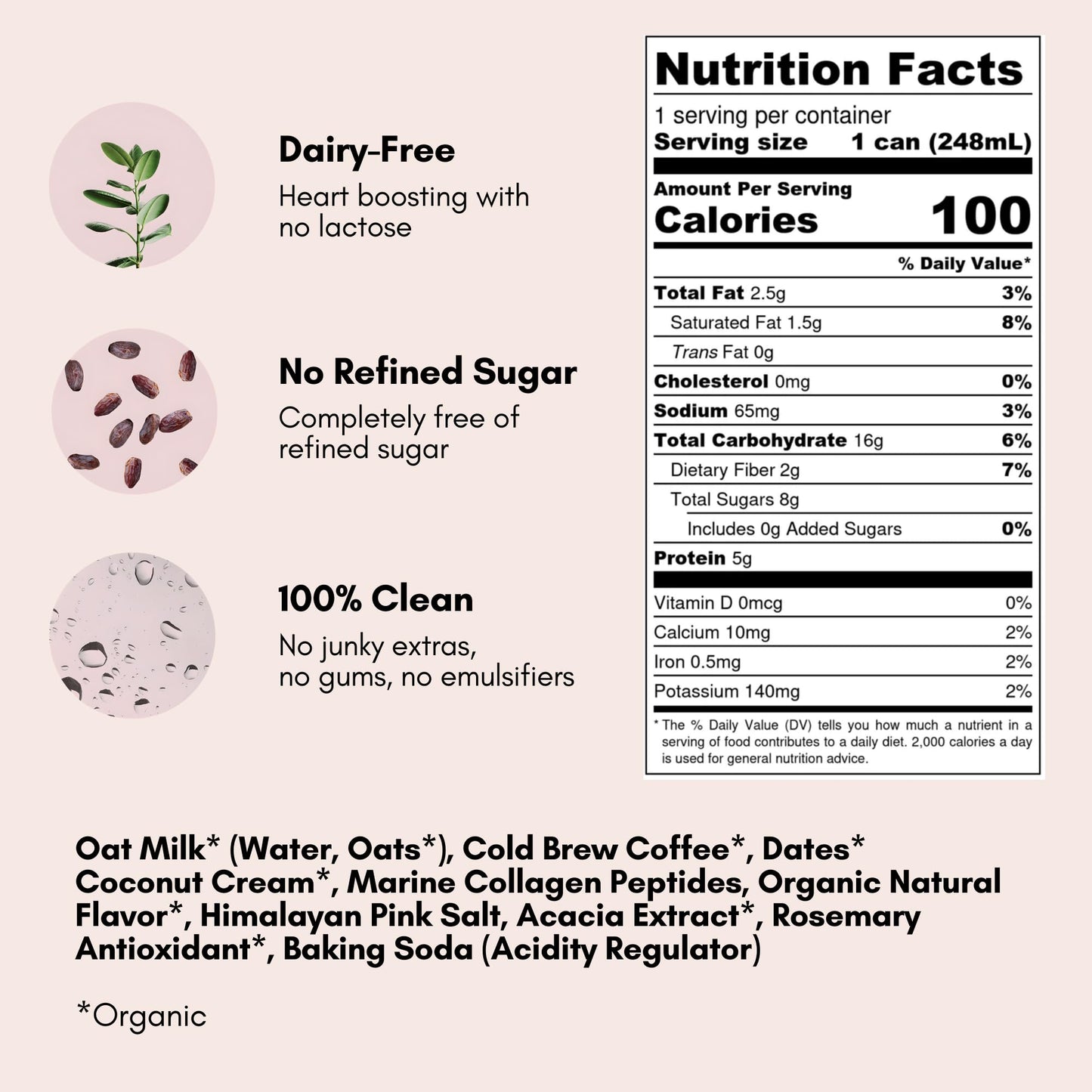 Pop & Bottle, Oat Milk Lattes - Cold Brew With Sustainably Sourced Marine Collagen, Mct Oil, Oat Milk, Organic, Dairy Free, Glut