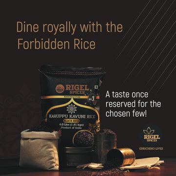 Rigel Spices | Karuppu Kavuni Black Rice (1.81 Kg) 4 Lbs | Kings Rice | Gluten Free | Ancient Black Rice