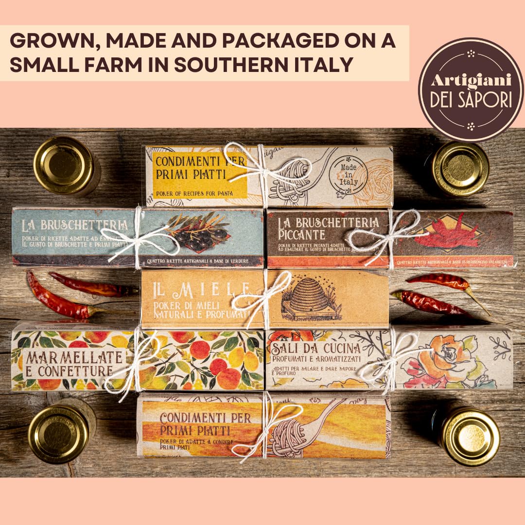 Artigiani dei Sapori La Formaggeria    Cheese Condiment 4-Pack - Sweet Tropea Onion Jam, Chili Jam, Chestnut Honey & Mixed Berri