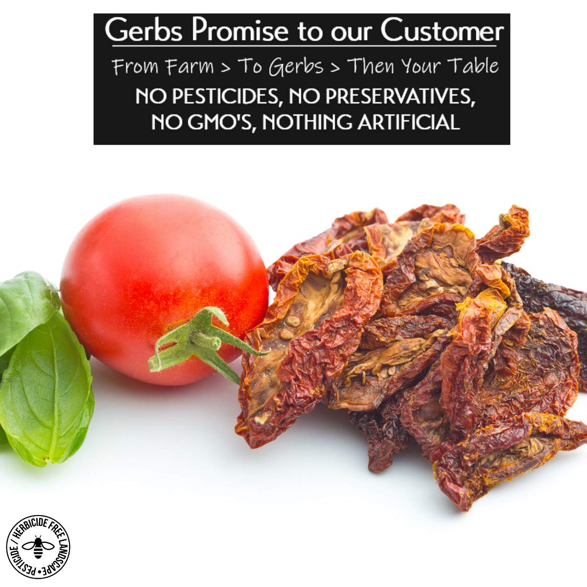 GERBS Sun Dried Tomatoes 2 LBS. Sea Salted | Freshly Dehydrated Resealable Bulk Bag | Top Food Allergy Free | Sulfur Dioxide Fre